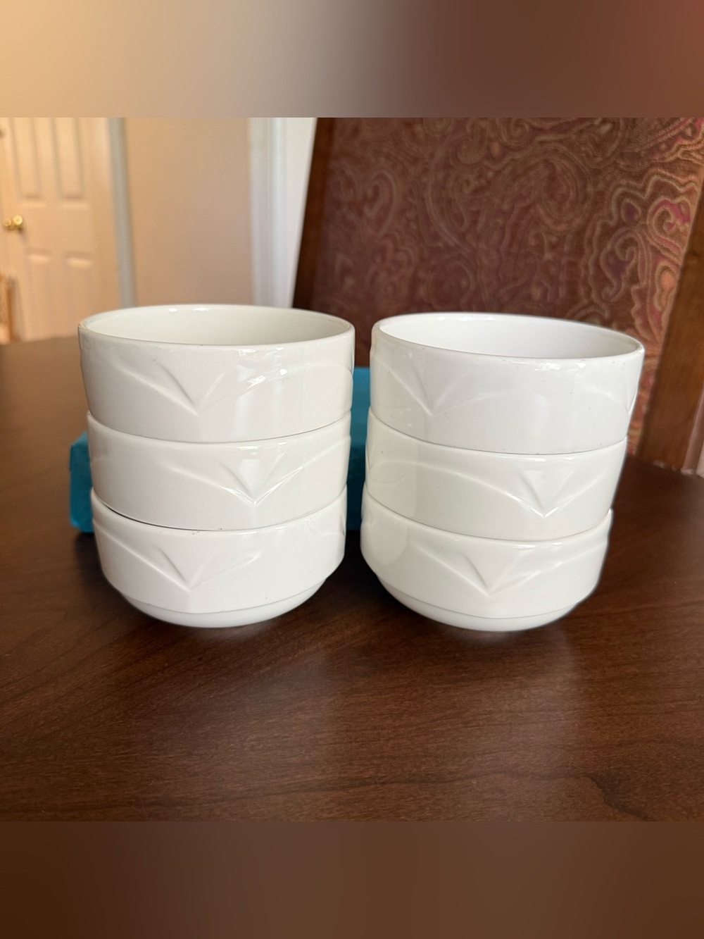 Set of 6 Steelite International Albalite 4” White Soup Cup Unhandled Stacking